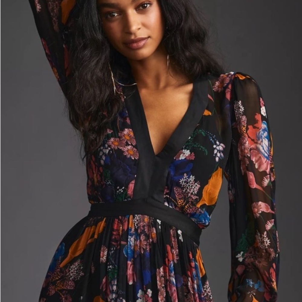 Anthropologie Maeve Deep-V Printed Maxi Dress - Picture 4 of 7